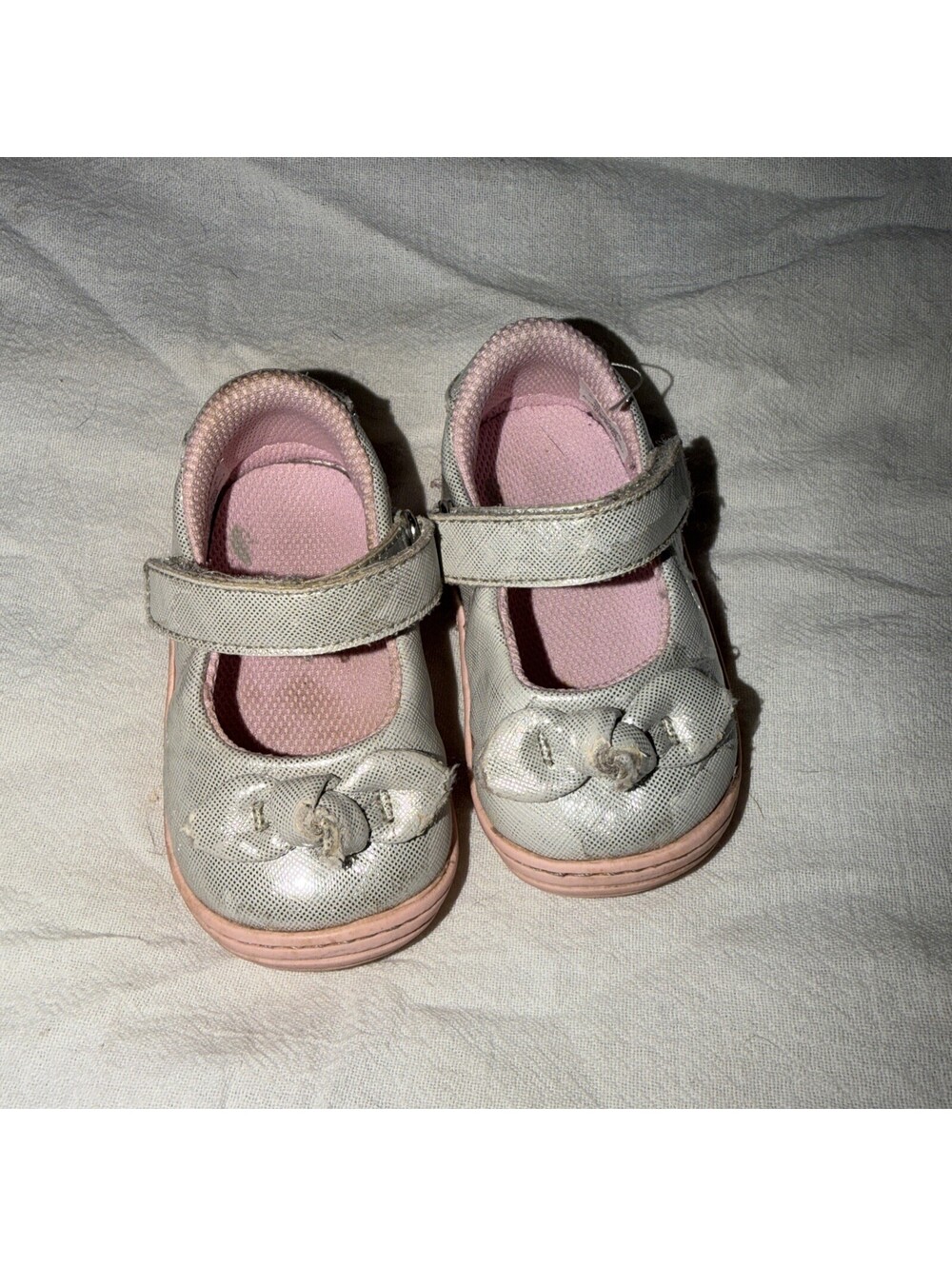 STRIDE RITE SR Lily Mary Janes 3.5 Silver Kids Shoes